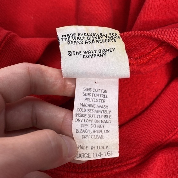 Vintage Walt Disney Mickey Inc Kids Mickey Red Crew Sweatshirt Size Large - Picture 5 of 11